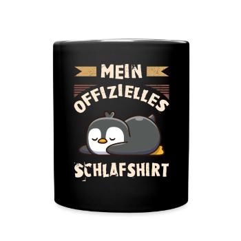 Mein Offizielles Schlafshirt, Pinguin - Tasse einfarbig - Schwarz - Vorne