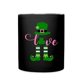 Accessoires de la Saint-Patrick Irlande Trèfle Décoration - Mug uni - noir - Devant