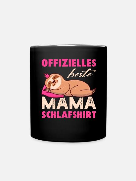 Beste Mama Schlafshirt, Mama Faultier, Rosa - Tasse einfarbig - Schwarz
