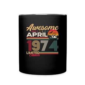 49th birthday man April born 1974 Awesome - Full Colour Mug - black - Front