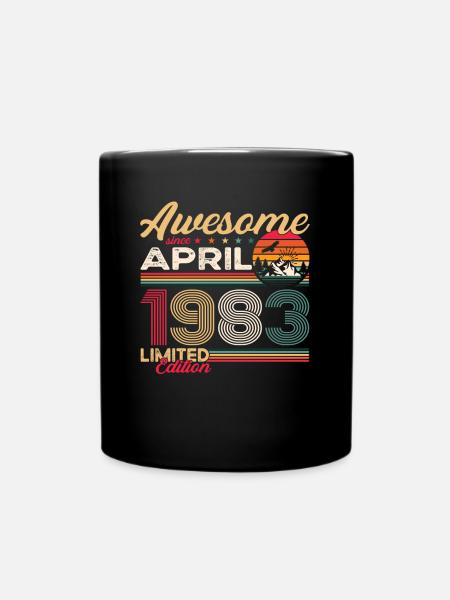 40th birthday man April Born 1983 Awesome - Full Colour Mug - black