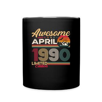 33rd birthday man April born 1990 Awesome - Full Colour Mug - black - Front