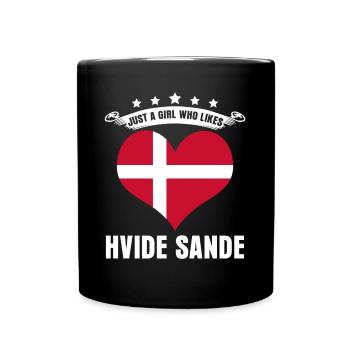 Hvide Sande Urlaub Flagge Herz Dänemark - Tasse einfarbig - Schwarz - Vorne