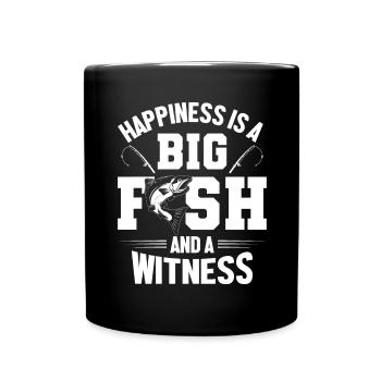 Le bonheur est un gros poisson et un témoin 1 - - Mug uni - noir - Devant