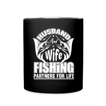 Mari et femme partenaires de pêche pour la vie - - Mug uni - noir - Devant