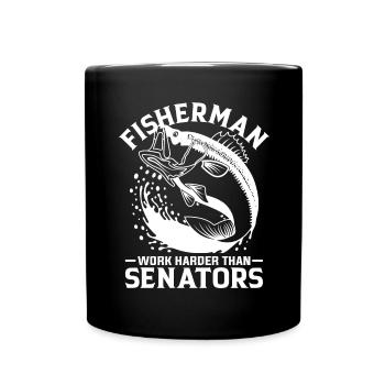Les pêcheurs travaillent plus fort que les sénateurs 1 - - Mug uni - noir - Devant