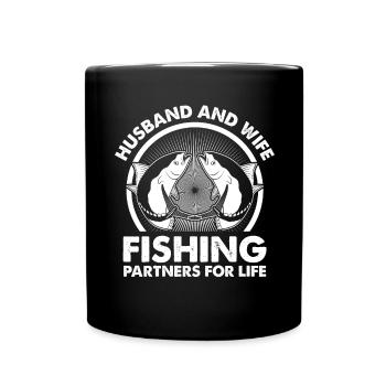 Mari et femme Partenaires de pêche pour la vie 3 - Mug uni - noir - Devant