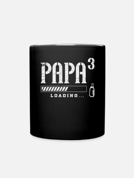 Werdender Papa, drittes Kind, Papa hoch 3 loading - Tasse einfarbig - Schwarz