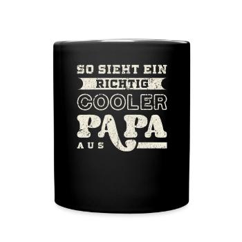 Cooler Papa Spruch, Vintage Look, Vatertag - Tasse einfarbig - Schwarz - Vorne