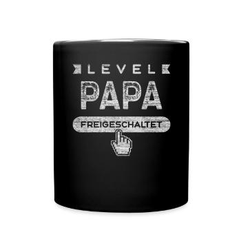 Frischgebackener Papa, Level Papa - Tasse einfarbig - Schwarz - Vorne
