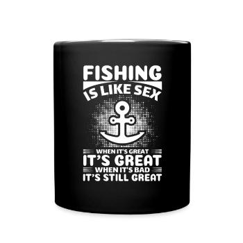 La pêche, c’est comme le sexe - Si c’est génial, c’est génial - Mug uni - noir - Devant