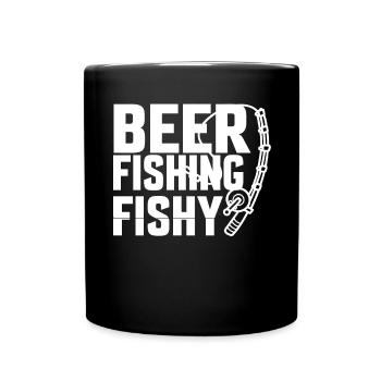 Bier Angeln Fischig - - Tasse einfarbig - Schwarz - Vorne