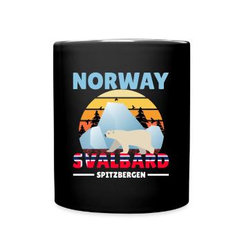 Svalbard Spitzbergen Norwegen Eisbär Design Motiv - Tasse einfarbig - Schwarz - Vorne