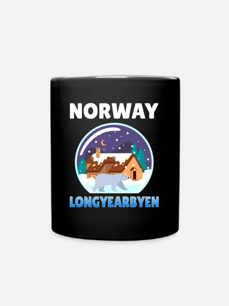 Norwegen Longyearbyen Geschenkidee retro bergen - Tasse einfarbig - Schwarz