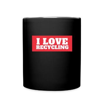 Recycle, I Love Recycling - Full Colour Mug - black - Front