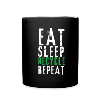 Recycle, I Love Recycling - Full Colour Mug - black - Front