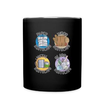 Recycle, I Love Recycling - Full Colour Mug - black - Front