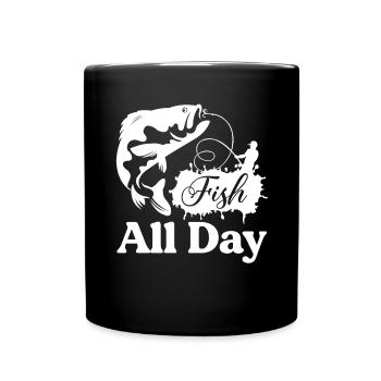 Fisch den ganzen Tag 1 - - Tasse einfarbig - Schwarz - Vorne