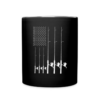 USA Flagge Angeln 6 - - Tasse einfarbig - Schwarz - Vorne