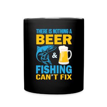 There's nothing a beer and fishing can't do - Full Colour Mug - black - Front