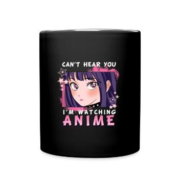 Je ne t’entends pas, je regarde l’anime I otaku girl - Mug uni - noir - Devant
