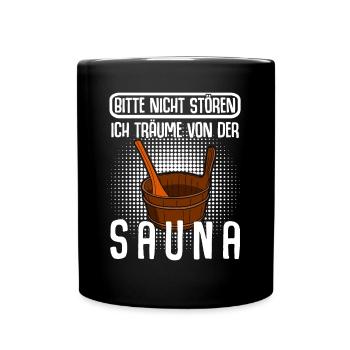 Sauna Saunist lustig Saunisten Saunieren - Tasse einfarbig - Schwarz - Vorne