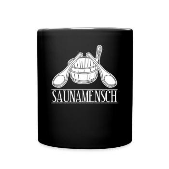 Sauna Saunamensch Saunisten Saunieren - Tasse einfarbig - Schwarz - Vorne
