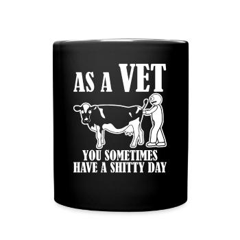 Tierarzt mit scheiß Tag Tiermedizin - Tasse einfarbig - Schwarz - Vorne