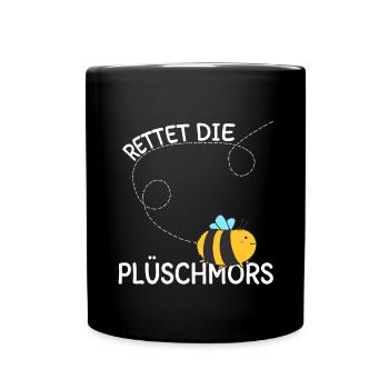 Rettet die Bienen Plüschmors Plattdeutsch norden - Tasse einfarbig - Schwarz - Vorne