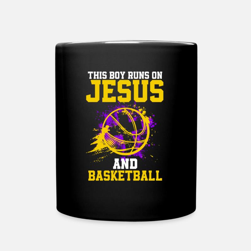 CE GARÇON COURT SUR JÉSUS ET LE BASKET-BALL - Mug uni - noir
