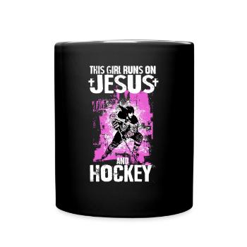 THIS GIRL RUNS ON JESUS AND HOCKEY - Tasse einfarbig - Schwarz - Vorne