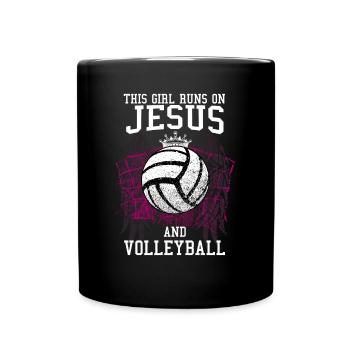 THIS GIRL RUNS ON JESUS AND VOLLEYBALL - Tasse einfarbig - Schwarz - Vorne