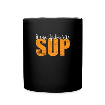 SUP Stand up Paddle Balance Sportart - Tasse einfarbig - Schwarz - Vorne