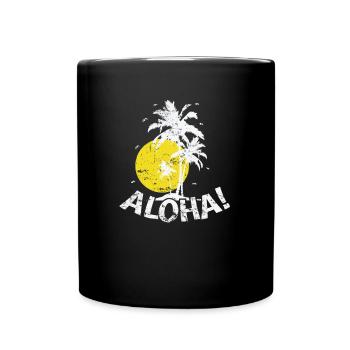 Aloha Palmen Strand Sonne Hawaii Baum - Tasse einfarbig - Schwarz - Vorne