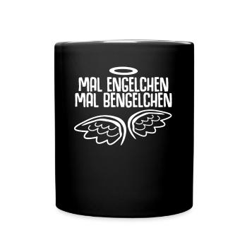 Engelchen Bengelchen Engel Bengel - Tasse einfarbig - Schwarz - Vorne
