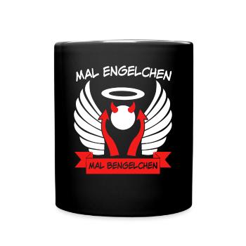 Engel Bengelchen Bengel Heiligenschein - Tasse einfarbig - Schwarz - Vorne