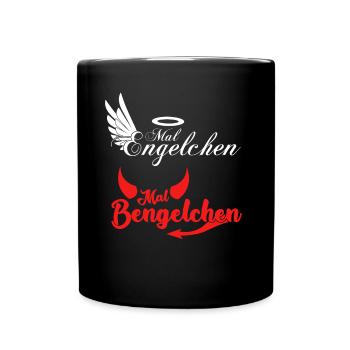 Engel Bengelchen Heiligenschein Bengel - Tasse einfarbig - Schwarz - Vorne