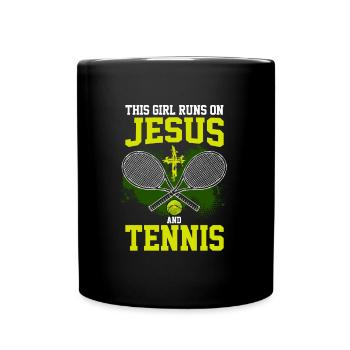 THIS GIRL RUNS ON JESUS AND TENNIS - Tasse einfarbig - Schwarz - Vorne