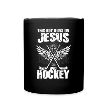 THIS BOY RUNS ON JESUS AND HOCKEY - Tasse einfarbig - Schwarz - Vorne
