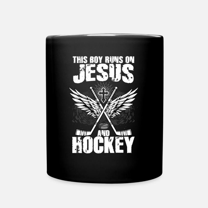 CE GARÇON COURT SUR JÉSUS ET LE HOCKEY - Mug uni - noir