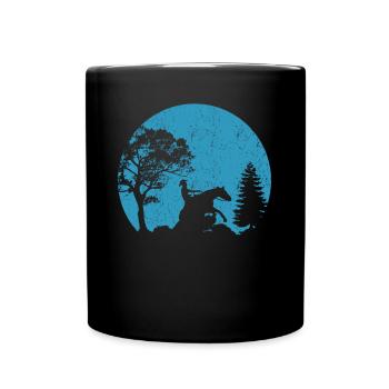 Reining Reiter Reiten Mond Westernreiten - Tasse einfarbig - Schwarz - Vorne
