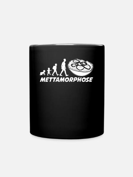 Mettbrötchen Mettigel Hackfleisch Mett - Tasse einfarbig - Schwarz