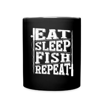 Manger du sommeil Poisson Répéter 2 - - Mug uni - noir - Devant