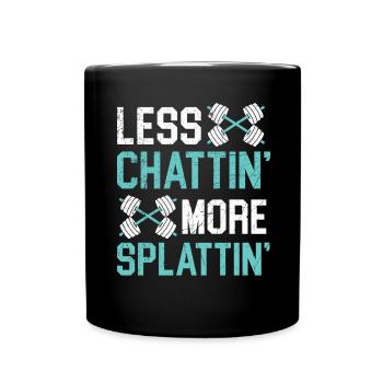 Weniger quatschen, mehr spritzen Trainer Gym Fitne - Tasse einfarbig - Schwarz - Vorne