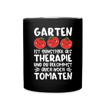 Garten Therapie Tomaten Tomatensorten Gartenfreund - Tasse einfarbig - Schwarz - Vorne