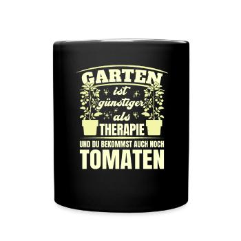 Garten Therapie Tomaten Tomatensorten Gartenfreund - Tasse einfarbig - Schwarz - Vorne