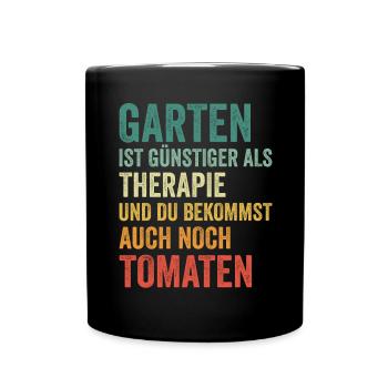 Garten Therapie Tomaten Tomatensorten Gartenfreund - Tasse einfarbig - Schwarz - Vorne