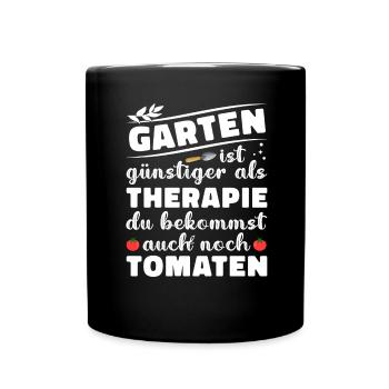Garten Therapie Tomaten Tomatensorten Gartenfreund - Tasse einfarbig - Schwarz - Vorne