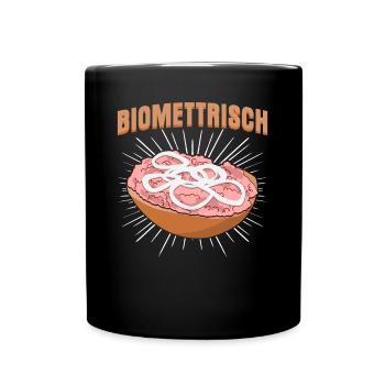 Mettbrötchen Biomettrisch Mettigel Mett - Tasse einfarbig - Schwarz - Vorne