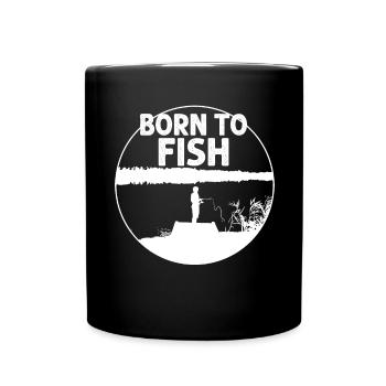 Né pour pêcher - - Mug uni - noir - Devant